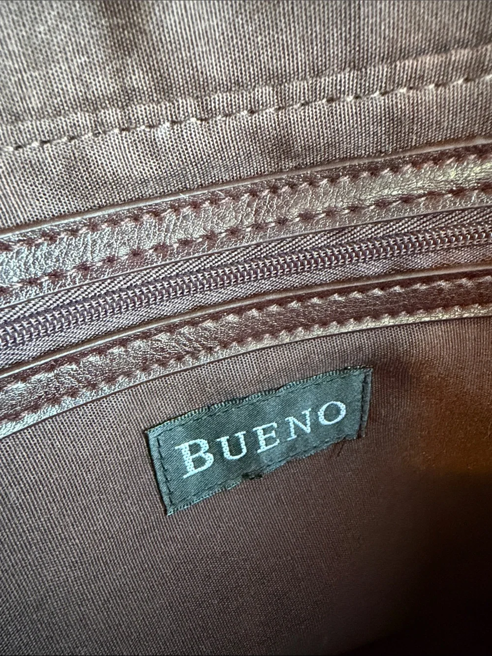 Vintage Bueno Beige Canvas Brown Leather Laptop Travel Shoulder Handbag